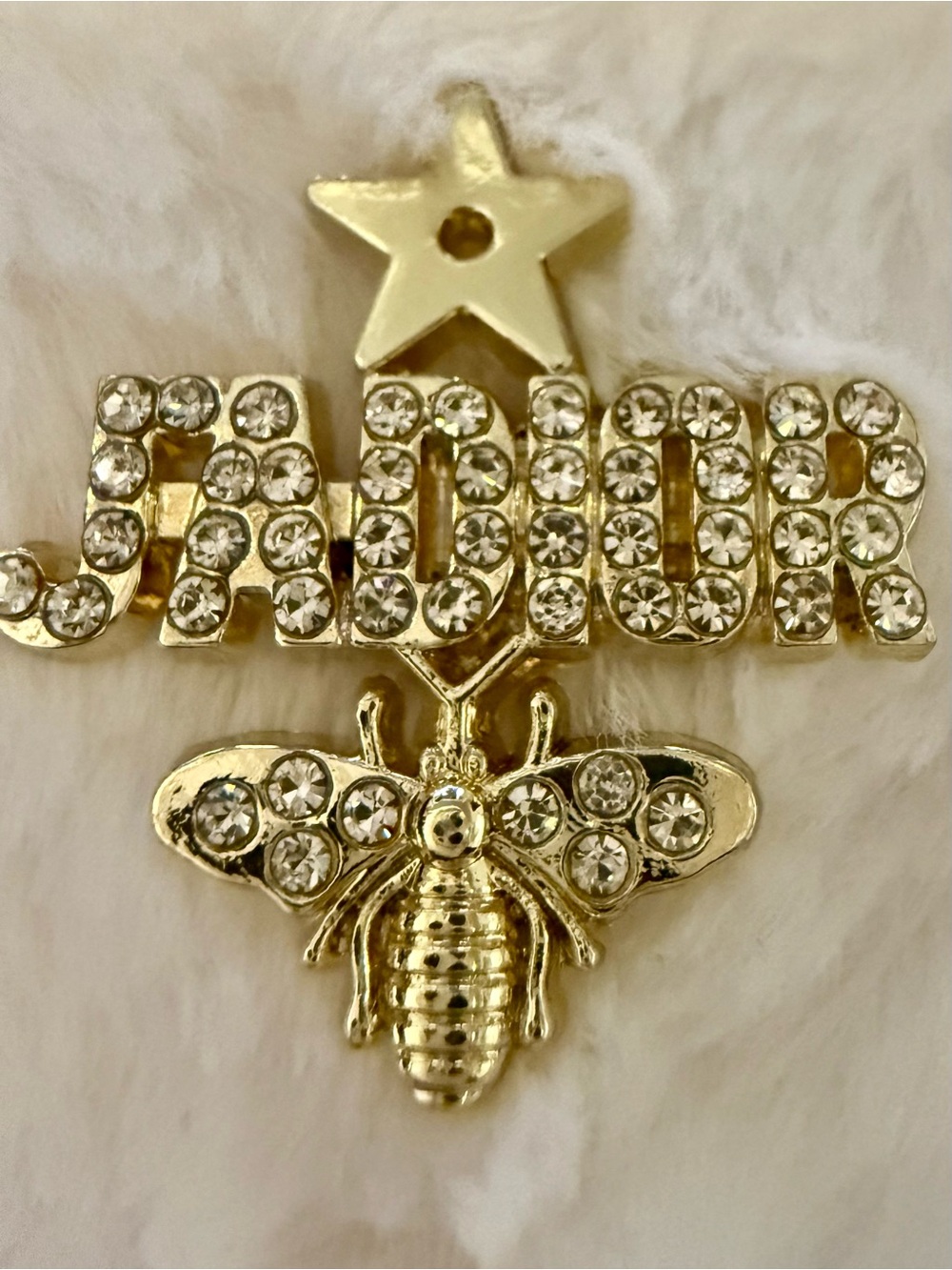 Gold Tone Rhinestone Charm with Bee